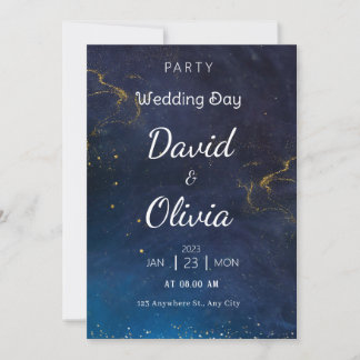 Blue Futuristic Wedding Invitation 