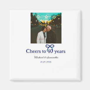 Blue g bow cheers to 40 years anniversary wedding magnet