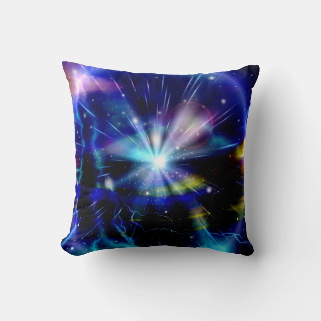 Blue Galaxy Abstract Art Throw Pillow (Front)