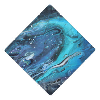 Blue Galaxy Abstract Graduation Cap Topper