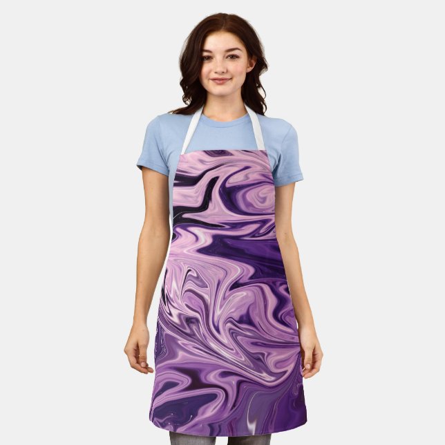 Blue galaxy art pattern apron (Worn)
