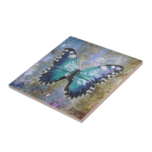 Blue Galaxy Butterfly Tile (Side)