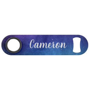 Blue Galaxy Celestial Stars Space Art Personalized Bar Key