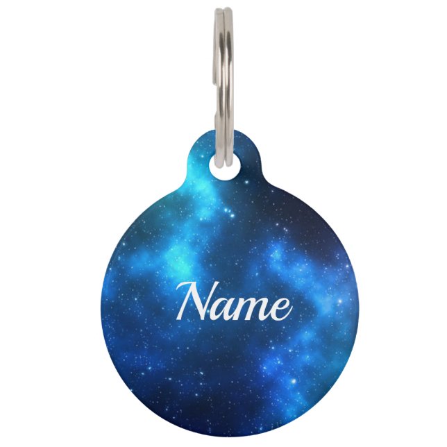 Blue Galaxy Customizable Pet Tag (Front)