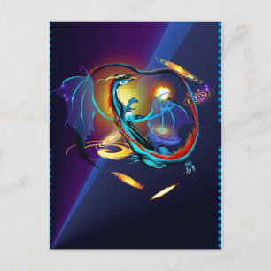 Blue Galaxy Dragon Post Card
