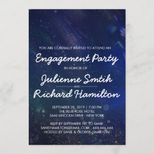 Blue Galaxy Engagement Party Invitation