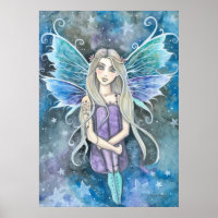 Blue Galaxy Fairy Art by Molly Harrison