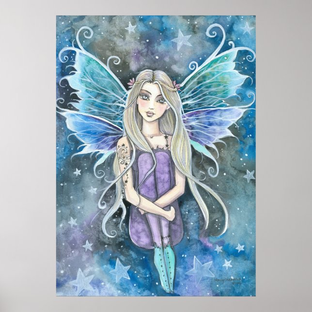 Blue Galaxy Fairy Art by Molly Harrison Poster (Front)