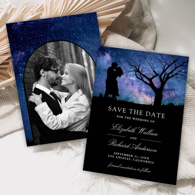 Blue Galaxy Romantic Couple Photo Wedding Save The Date (Creator Uploaded)