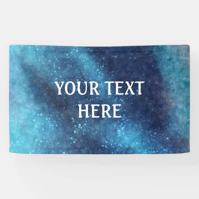 Blue Galaxy Sparkle Abstract Personalized Banner (Horizontal)