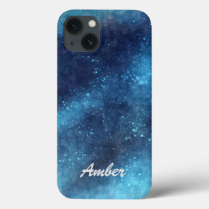 Blue Galaxy Sparkle Abstract Personalized iPhone 13 Case
