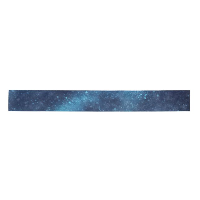Blue Galaxy Sparkle Abstract Satin Ribbon (Front)