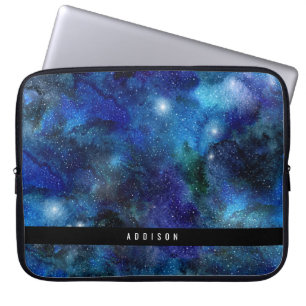 Blue Galaxy Stars Personalized Laptop Sleeve