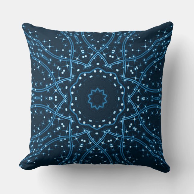 Blue Galaxy Stars Throw Pillow (Front)