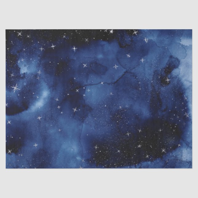Blue Galaxy Stars Tissue Paper (Front)