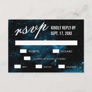 Blue Galaxy Wedding RSVP Cards