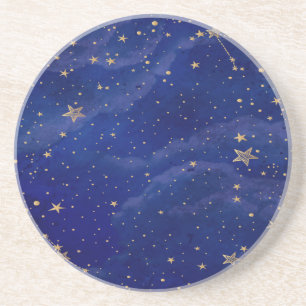 Blue Galaxy with Golden Stars Coaster