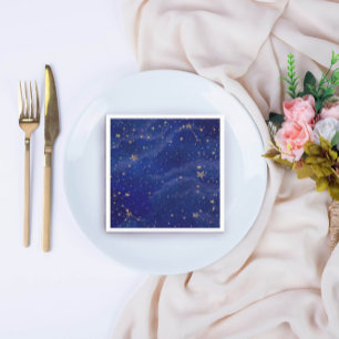 Blue Galaxy with Golden Stars Napkin