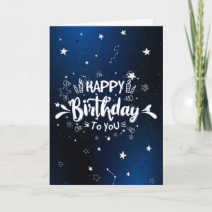 Blue Galaxy With Stars Birthday Card