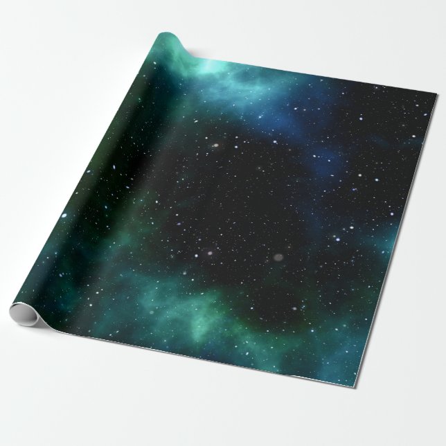 Blue Galaxy Wrapping Paper (Unrolled)