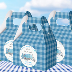 Blue Garbage Trash Truck Birthday Personalized Favor Box