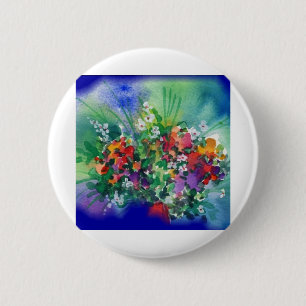 Blue Garden 2 Inch Round Button
