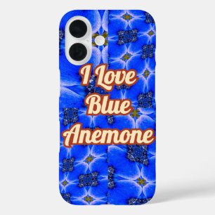 Blue Garden Anemone Pattern iPhone 16 Case