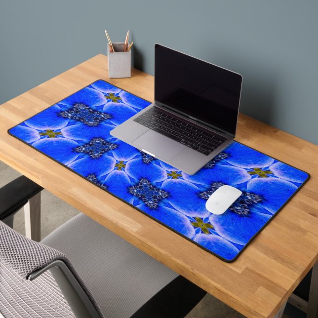 Blue Garden Anemone Pattern Desk Mat (Office 2)