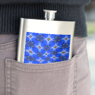 Blue Garden Anemone Pattern Hip Flask