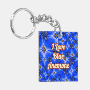 Blue Garden Anemone Pattern Keychain