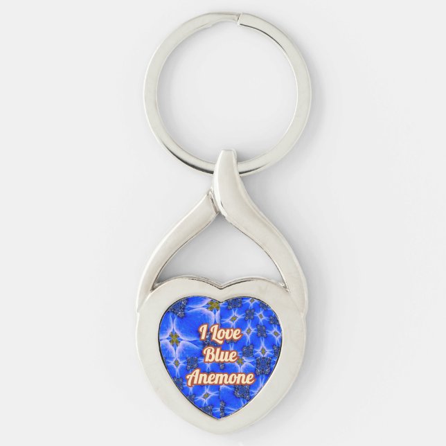Blue Garden Anemone Pattern Keychain (Front)