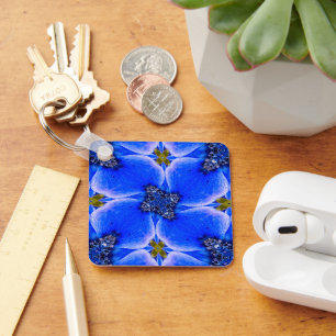 Blue Garden Anemone Pattern Keychain