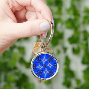 Blue Garden Anemone Pattern Keychain