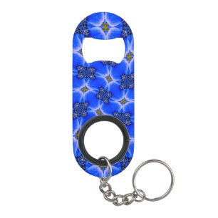 Blue Garden Anemone Pattern Keychain Bottle Opener