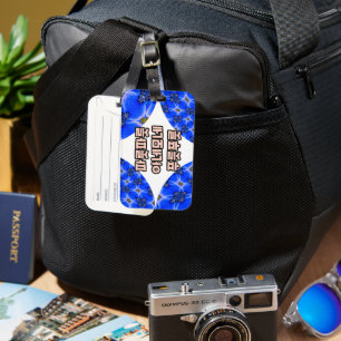 Blue Garden Anemone Pattern Luggage Tag