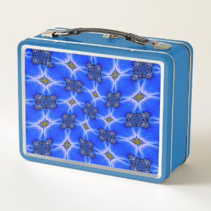 Blue Garden Anemone Pattern Metal Lunch Box