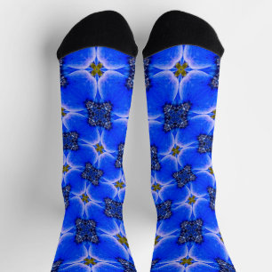 Blue Garden Anemone Pattern Socks