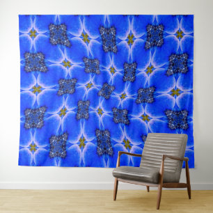 Blue Garden Anemone Pattern Tapestry