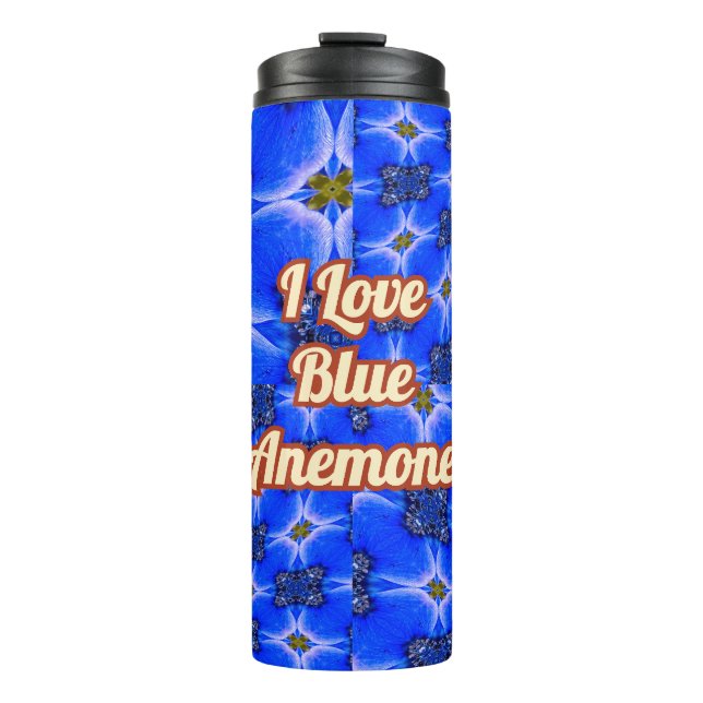 Blue Garden Anemone Pattern Thermal Tumbler (Front)