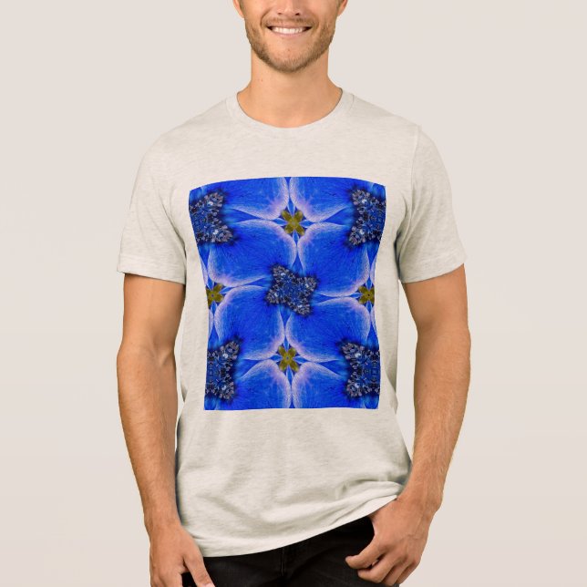 Blue Garden Anemone Pattern Tri-Blend Shirt (Front)