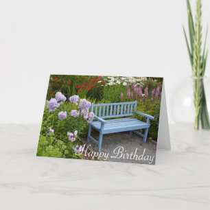Blue garden bench card
