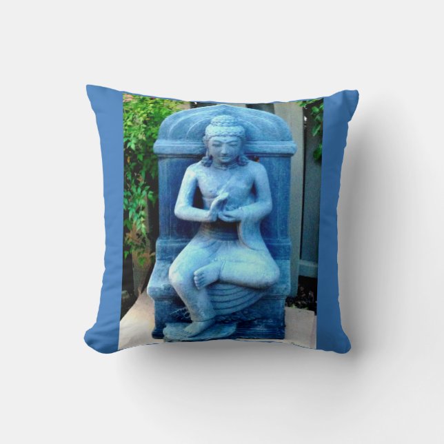 Blue Garden Buddha Pillow (Front)