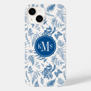 Blue Garden Butterfly & Floral Garden Pattern Case-Mate iPhone 14 Case