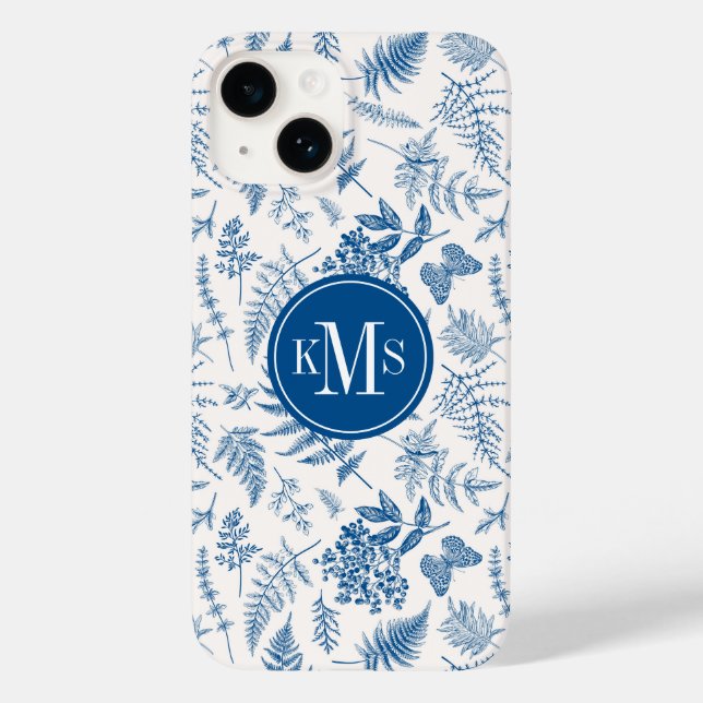 Blue Garden Butterfly & Floral Garden Pattern Case-Mate iPhone Case (Back)