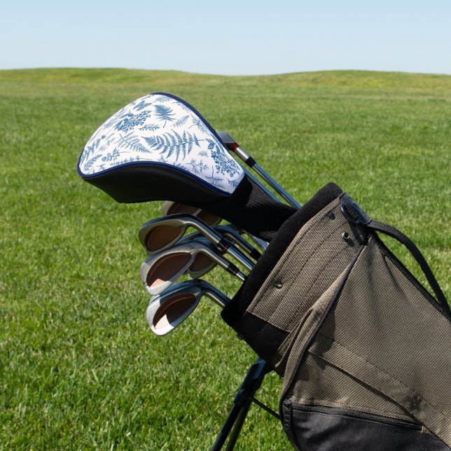 Blue Garden Butterfly & Floral Garden Pattern Golf Head Cover (In Situ)