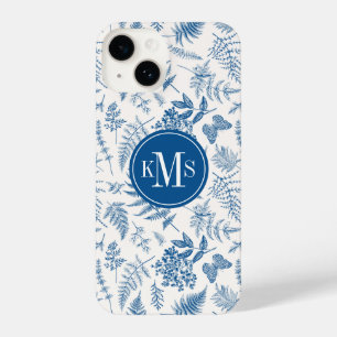 Blue Garden Butterfly & Floral Garden Pattern iPhone 14 Case
