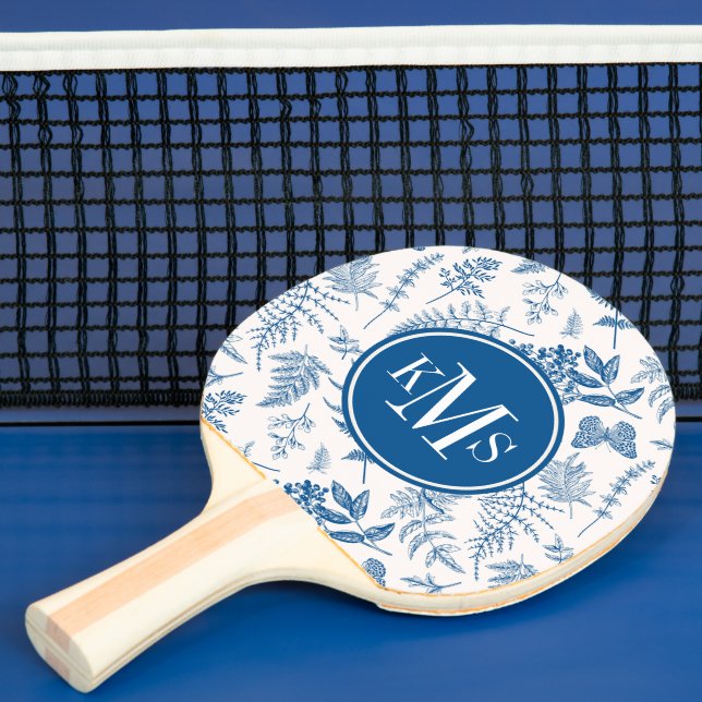 Blue Garden Butterfly & Floral Garden Pattern Ping Pong Paddle (Insitu)