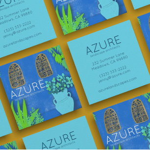 Blue Garden Florist Landscaper Architect Square Business Card