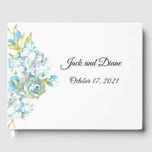 Blue Garden Flowers Wedding Guest Book