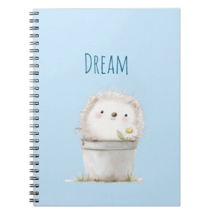 Blue Garden Hedgehog with Daisy Flower  Notebook